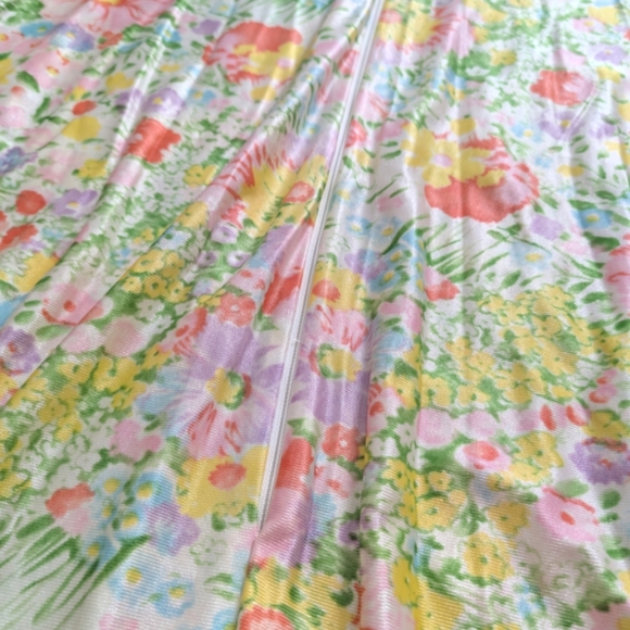 Vintage Floral 60s 70s Half Zip Pullover Robe Small Night Gown - Picture 4 of 9